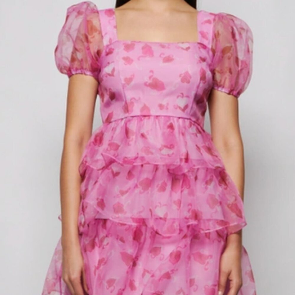HVN Mini Tiered Pink Dress
